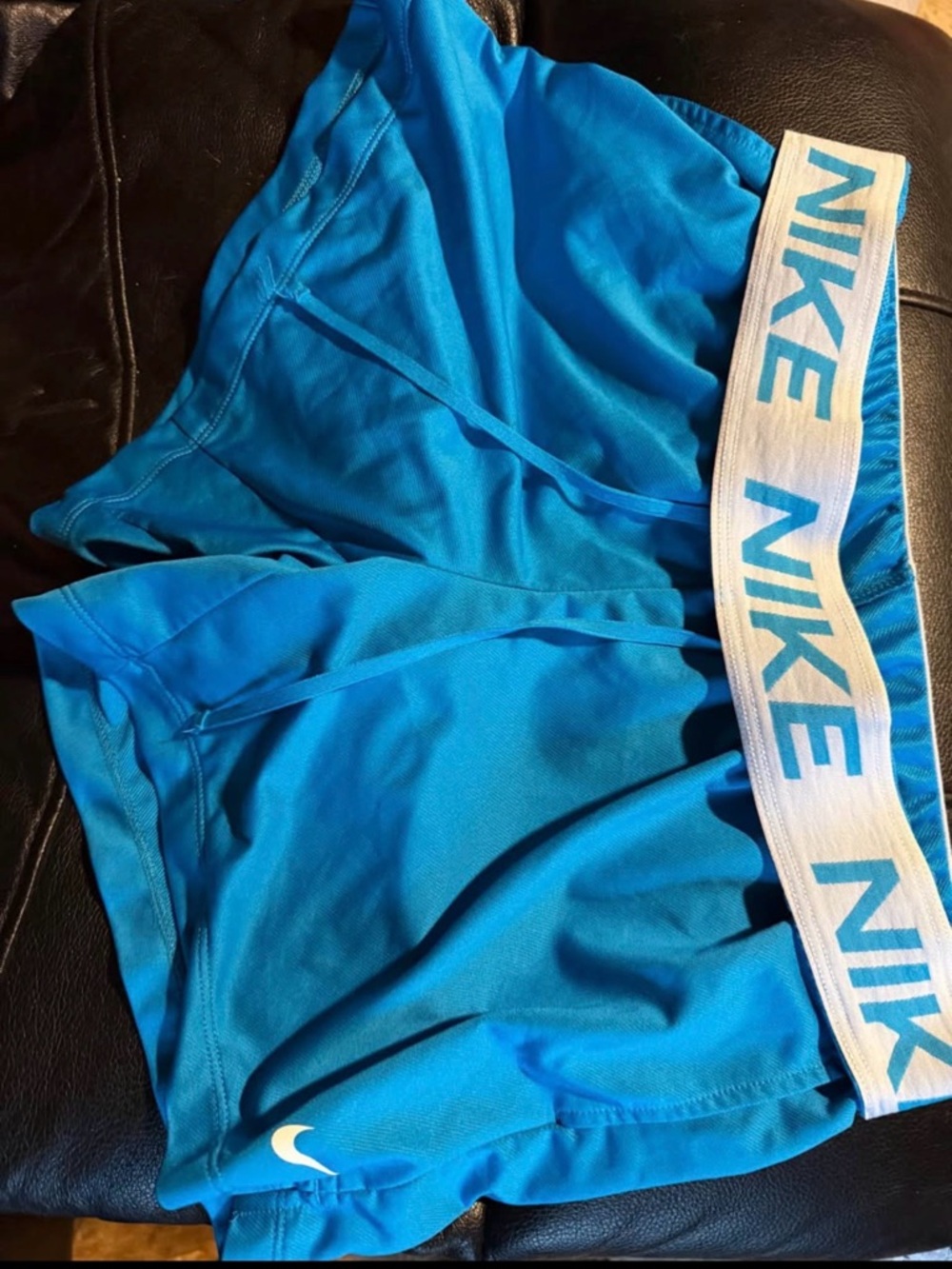 Nike Bright Blue Athletic Shorts with White Branded Waistband